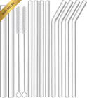 12PK Reusable Glass Straws 4 Straight 4 Bent 2 Smoothie w/Brushes