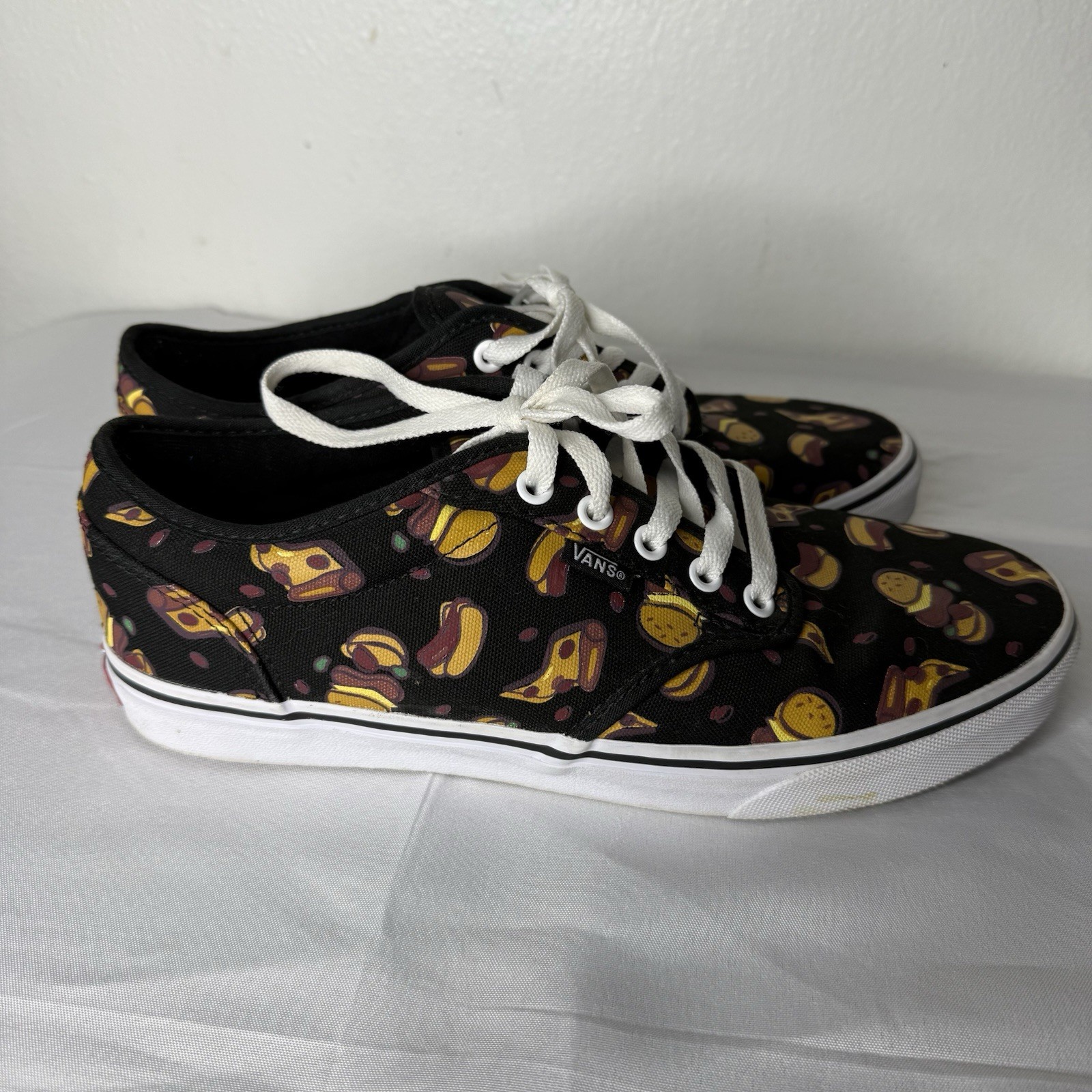 Vans Black Hamburger Hotdog Pizza Sneakers Shoes Mens 10 Low Top AOP Lace Up thumbnail 5
