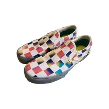 VANS Rainbow Checkerboard Slip Ons Sz 7.5 Cultivate Care Collection- I Am Enough