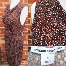 Amazon Size 16 (XL) Black Orange Floral Dress Summer Holiday Wedding B1