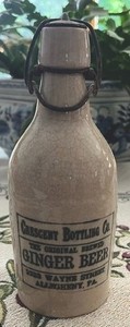 Vtg Crescent Bottling Co Stoneware Ginger Beer Bottle Allegheny Pa