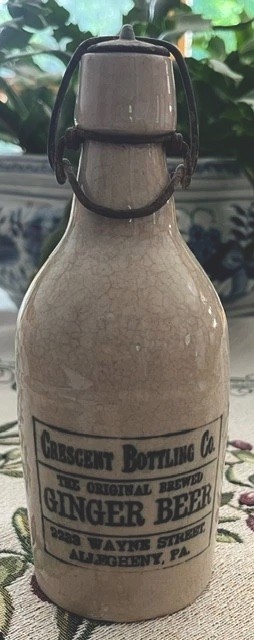 Vtg Crescent Bottling Co Stoneware Ginger Beer Bottle Allegheny Pa