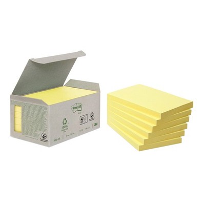 Post-it 655-1B 76mm x 127mm Recycled Notes Pad Tower Pack - Pastel Yellow (Box o