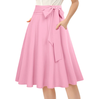 Damen Midi Rock Ausgestellt Elegant Vintage Modisch Rosa M