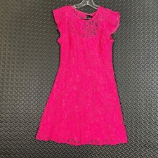 Eliza J Pink Floral Lace Cap Sleeve Fit & Flare Mini Dress Womens Size 8P