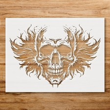 Skull Head Wall Art Reusable Plastic Stencil for DIY Crafts Physical Product