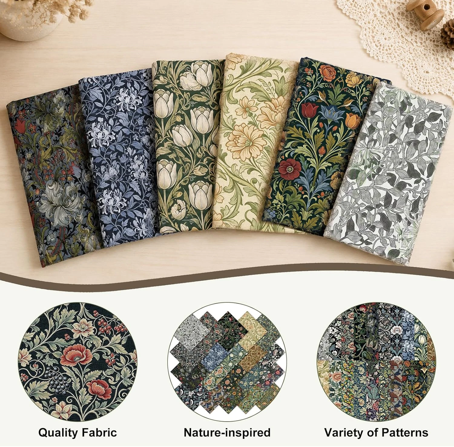 20 Pcs 10"X10" William Morris Flower Floral Cotton Quilting Fabric Squares image 4