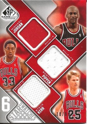 Michael Jordan Pippen 2009-10 Upper Deck Six Star Swatches Game Used 18/99 NBA