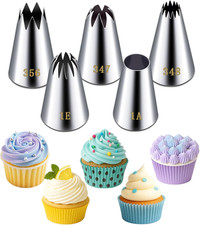 Large Piping Tips Set, Stainless Steel Frosting Piping Kit, 5 Pieces Pastry Cake
