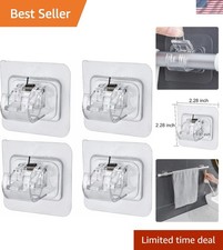 4PCS No Drill Curtain Rod Brackets, Self Adhesive Curtain Rod Holder Hooks, N...