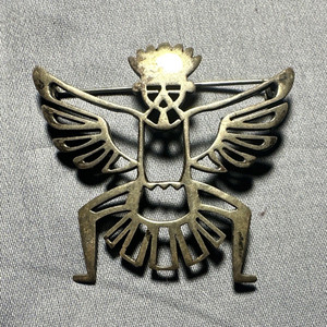 Silver Tone Metal Thunderbird Bird Figure Brooch Pin with Pinback Clasp