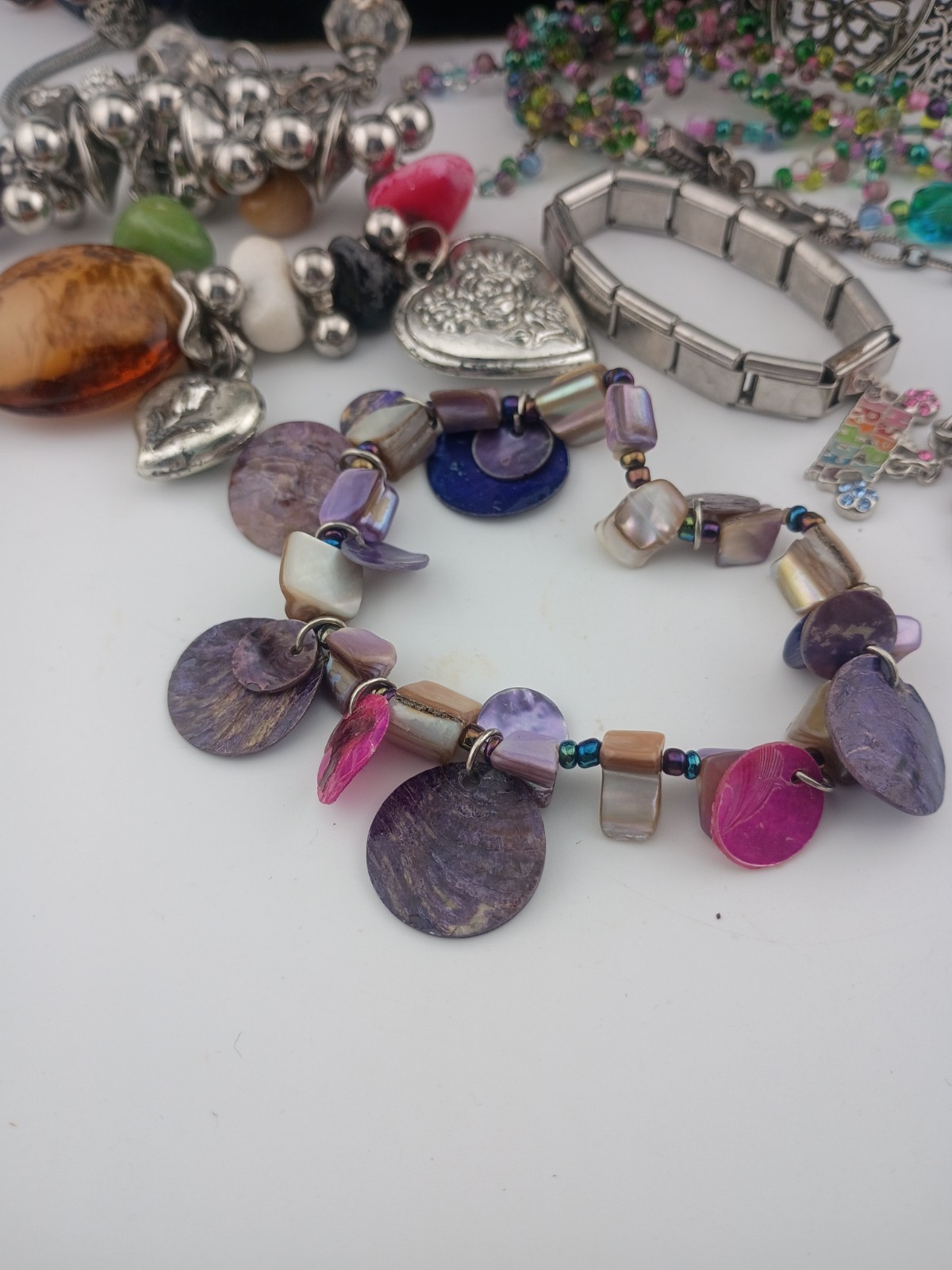 Multicolor Untested Beaded Bangle Charm Bracelets… - image 7