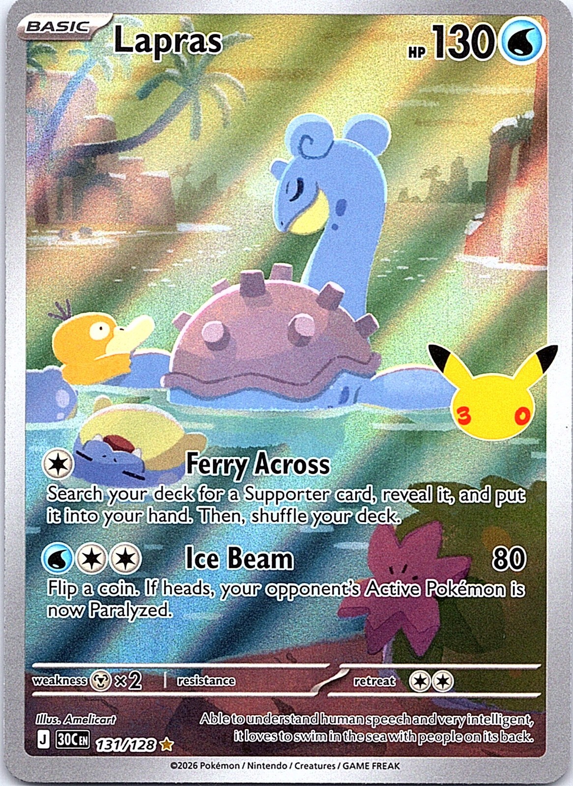 Lapras 131/128 Me: 30th Celebration Holo