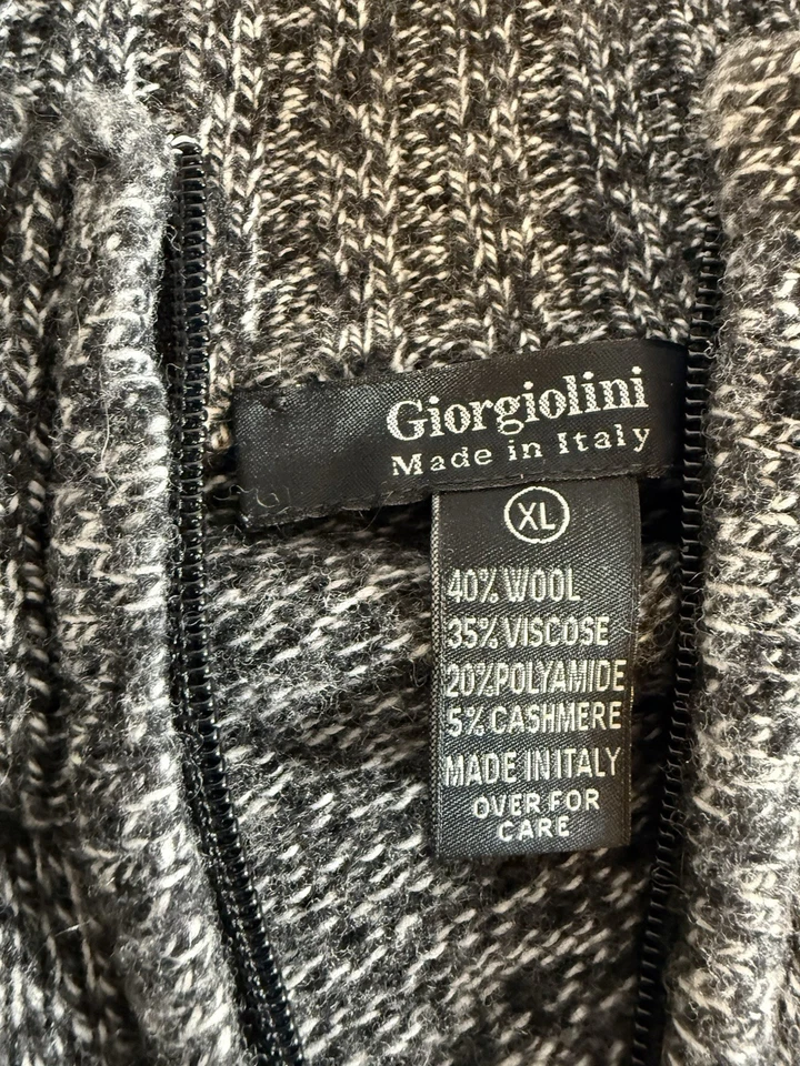 Suéter Giorgiolini Hombres XL Lana Mezcla Cachemira 1/4 Cremallera Hecho en Italia Pullover Foto 2 de 4