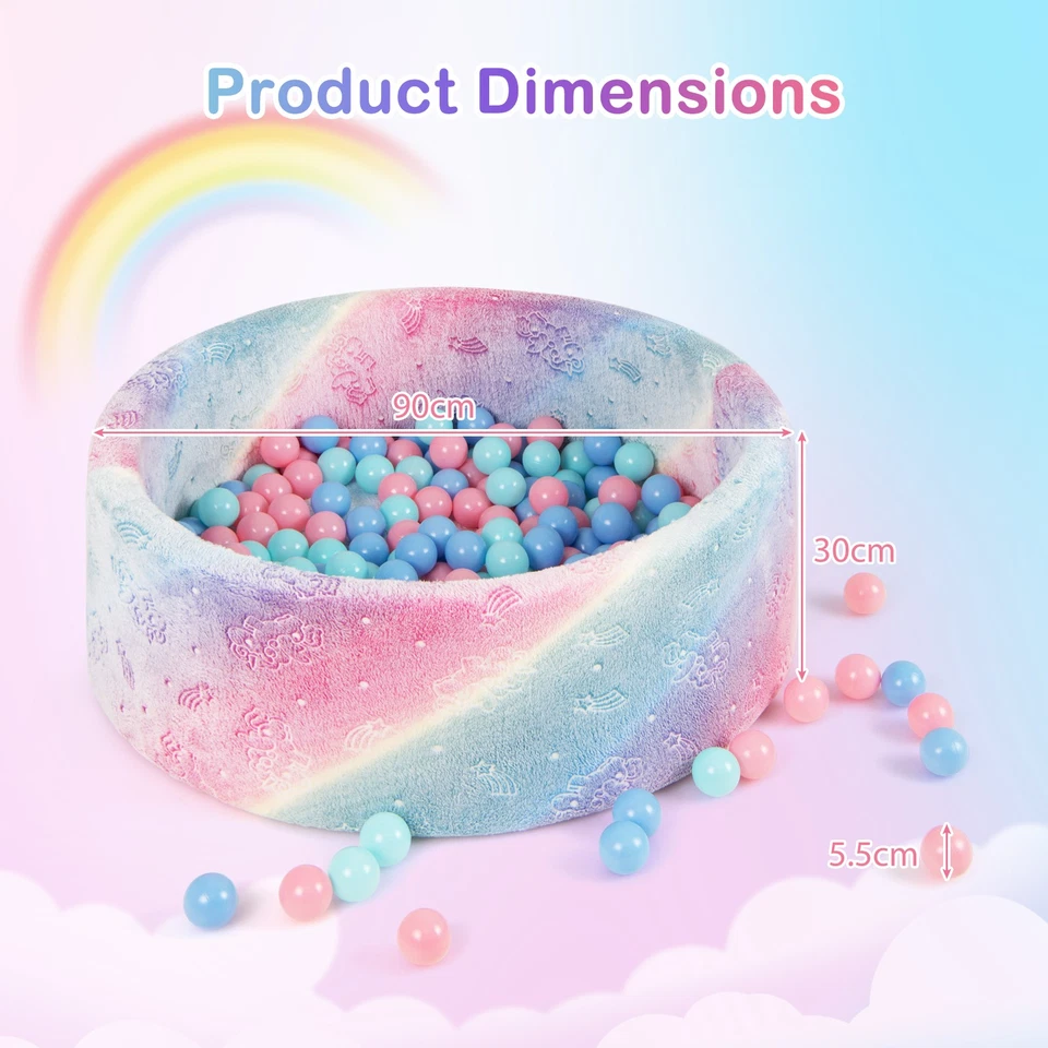 COSTWAY 90 x 30 cm Baby Ball Pit Glow in the Dark Round Ball Pool-Colorful - Image 2 of 4