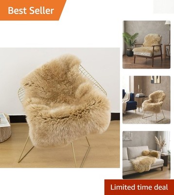 Luxury 2x3 FT Genuine Sheepskin Rug - Worm Brown Fluffy Natural Wool Beauty