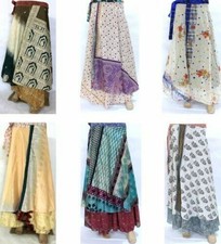 10 PC Lot Indian Vintage Silk Skirts Dress Bohemian Women Gypsy Hippie Boho Sari