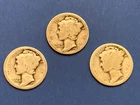 Mercury Dime lot of three coins from the first mintages 1916,1917, and 1918
