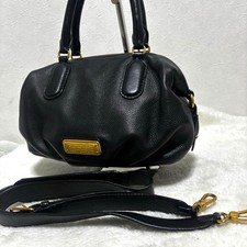 Marc Jacobs Classic Q Y2K Hand Tote SatchelBag Black Leather Gold Hardware Woman