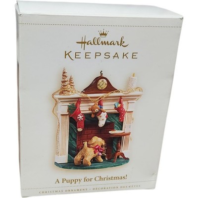 Hallmark Keepsake A Puppy for Christmas Ornament 2006 Fireplace Nina Aube