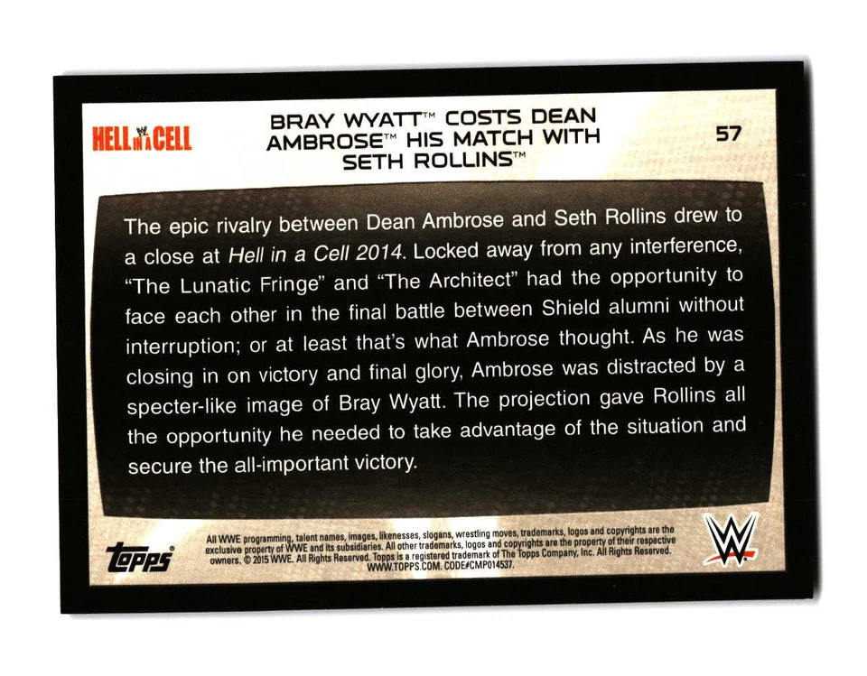 2015 Topps WWE Road to Wrestlemania Bray Wyatt 57 - Image 2 of 2