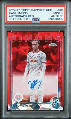 2024-25 Topps Chrome Sapphire UCC XAVI SIMONS Auto Red /5 PSA 9 