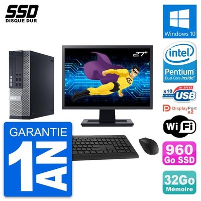 PC Dell 9020 SFF Bildschirm 27'' Pentium G3220 RAM 32GB SSD 960GB Windows 10 Wifi