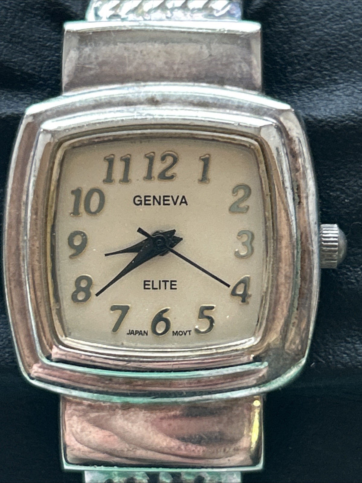 Geneva Elite Silver Tone Women’s Cuff Watch
