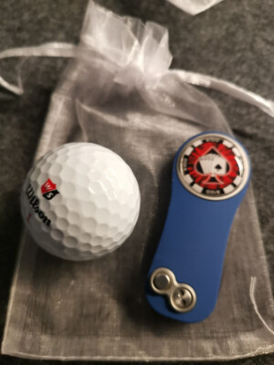 Pitchfix aufklappbare Pitchgabel  Ballmarker und Golfball - im Organzabeutel