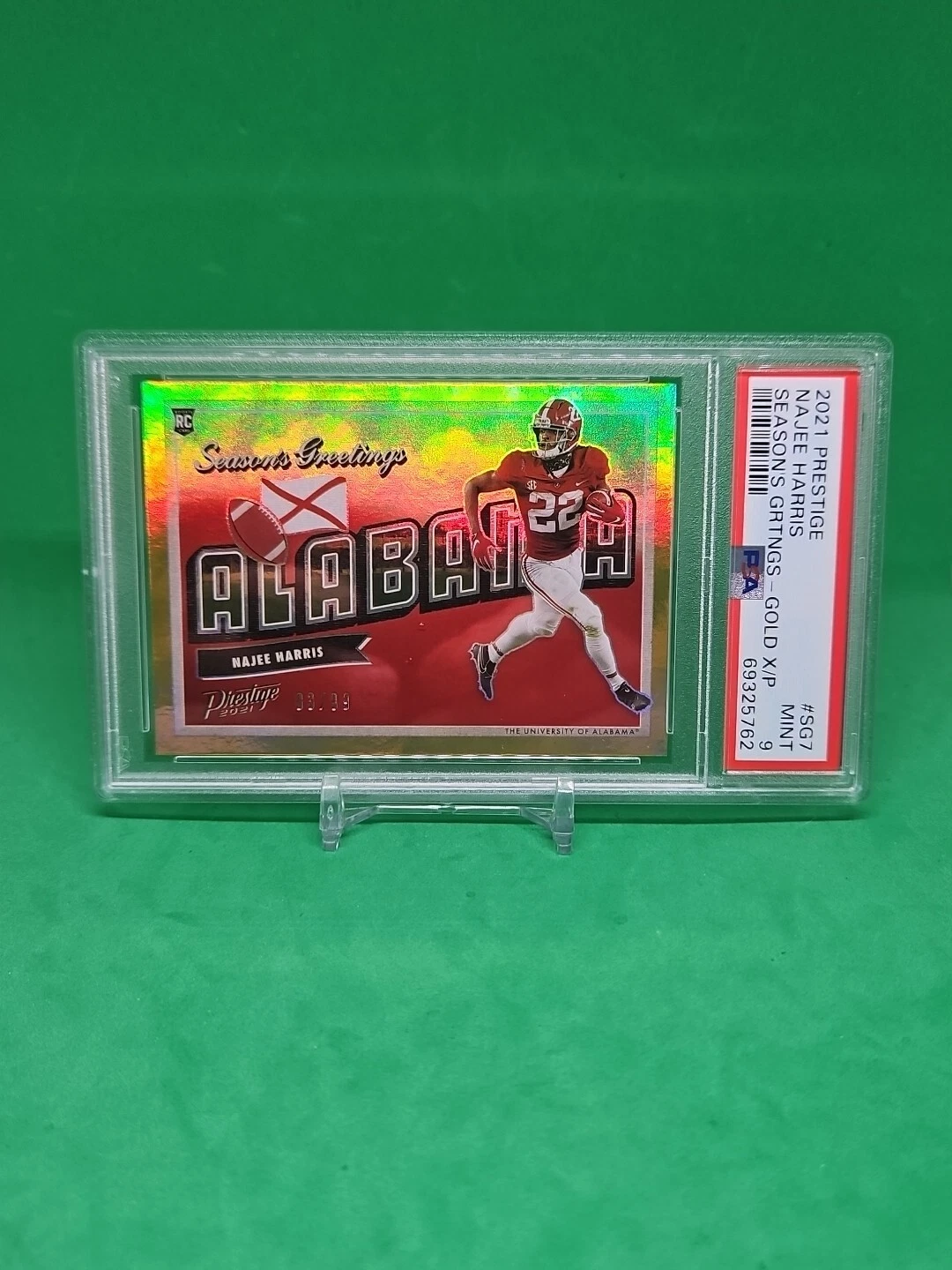 Najee Harris Panini Prestige Season's Greetings #SG7 Gold Xtra Points