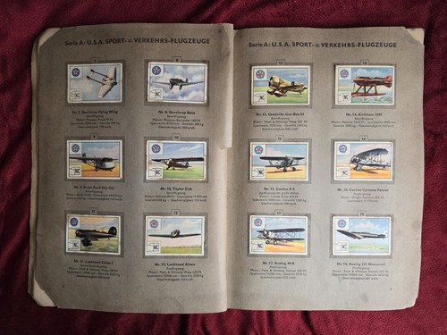 Vtg CIGARETTE CARD ALBUM/ BOOK In German Complete 216 Cards World Aircraft 1932 - Picture 6 of 17