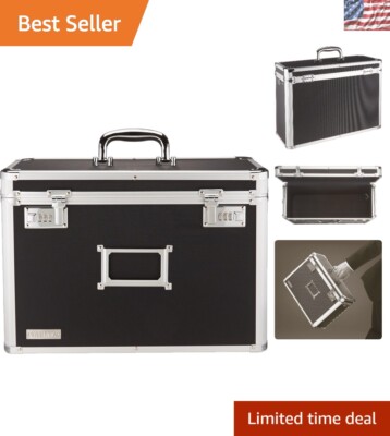 Chic Black Document Storage Box - 14x7.25 inches, Secure with Combination Locks