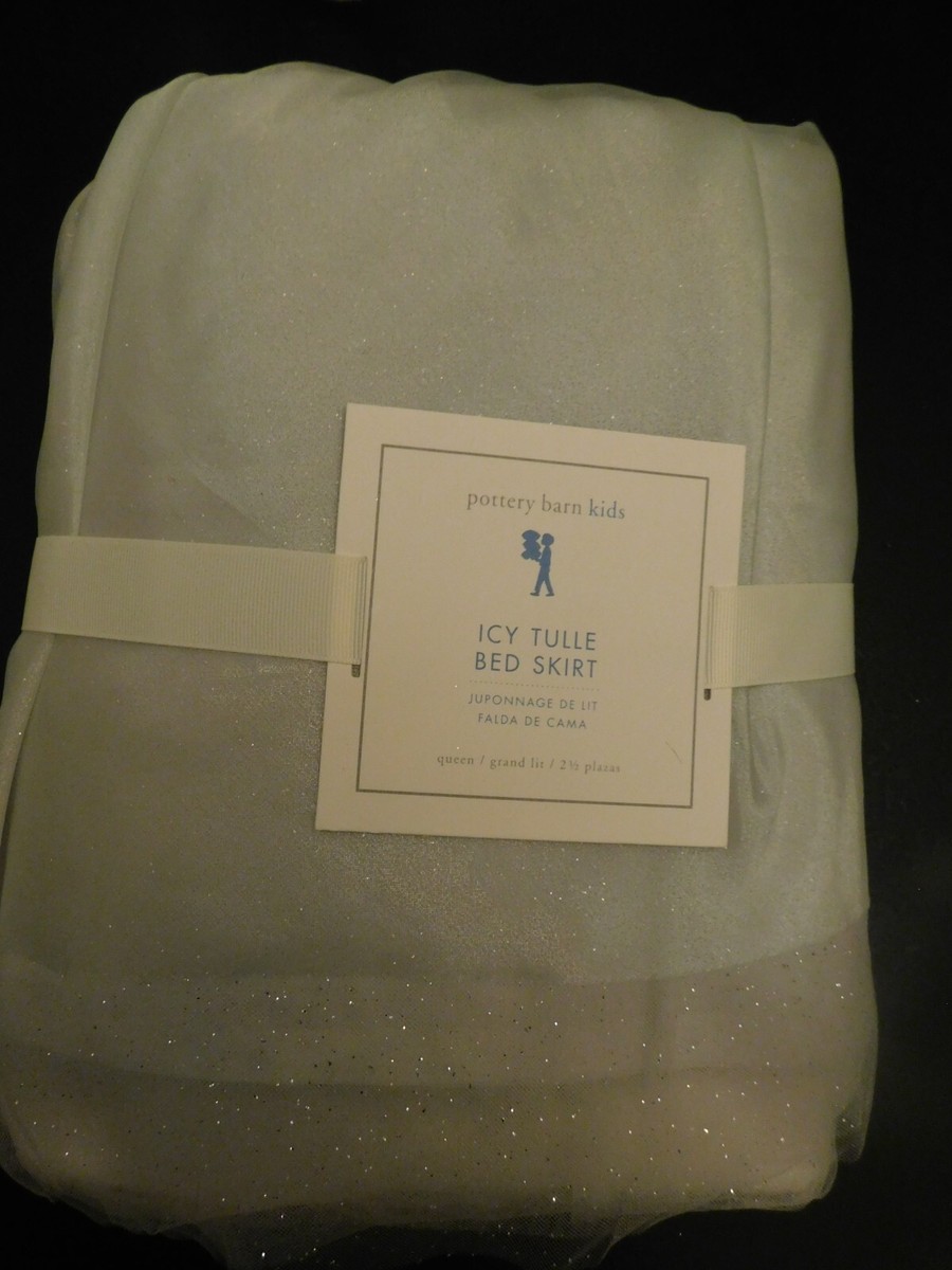 NEW Pottery Barn Kids FROZEN Icy Tulle Layered Bed Skirt QUEEN