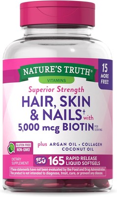 Nature's Truth Hair, Skin & Nails Vitamin | 5000 mcg 165 Count (Pack of 1) 