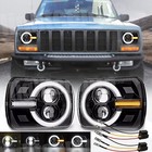 For Jeep Cherokee XJ 1984-2001 Pair 5x7" 7x6 DOT LED Headlights Hi/Lo Turn DRL