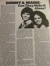 Donny and Marie Osmond, Full Page Vintage Clipping, Osmonds Brothers