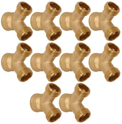 Garden Hose Adapter,3/4'' MH x 3/4'' MH x 3/4'' FH, Brass Lead Free 10 Pack