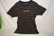 Santa Cruz Men's Skate Boarding T-Shirt Striped Black Orange Green Size Small