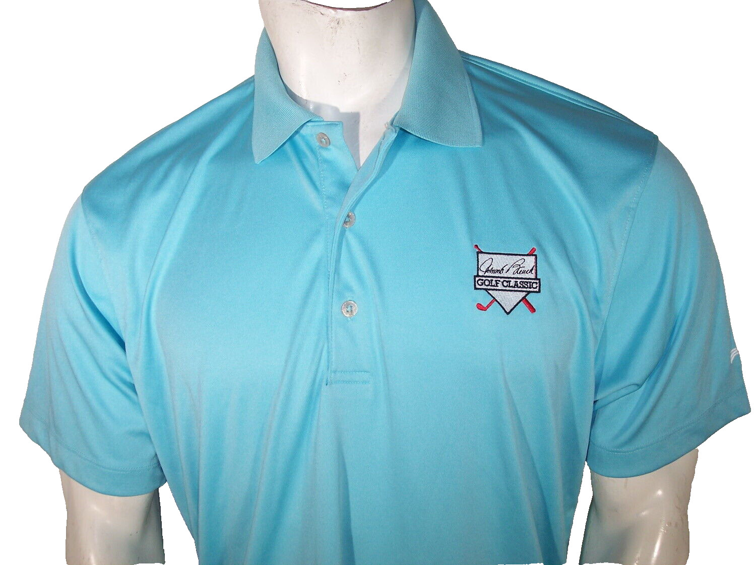 NEW Bermuda Sands Large Blue Poly Polo Shirt Johnny Bench Golf Classic