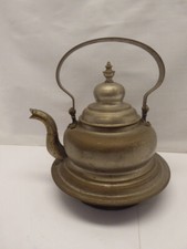 Antiker Biedemeier Wasserkessel Kessel Messing für Stangenherd mit Kupferboden