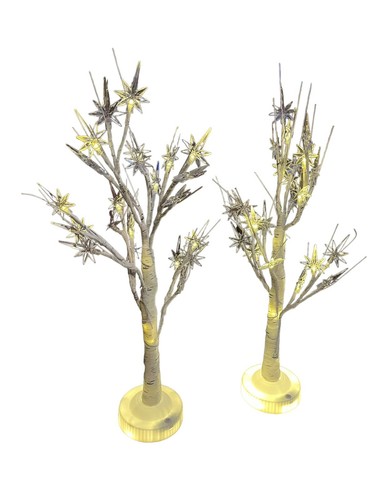 2 Pack White Birch Tree with LED Lights 2’ Lighted Trees with USB/Batteries - Picture 2 of 4