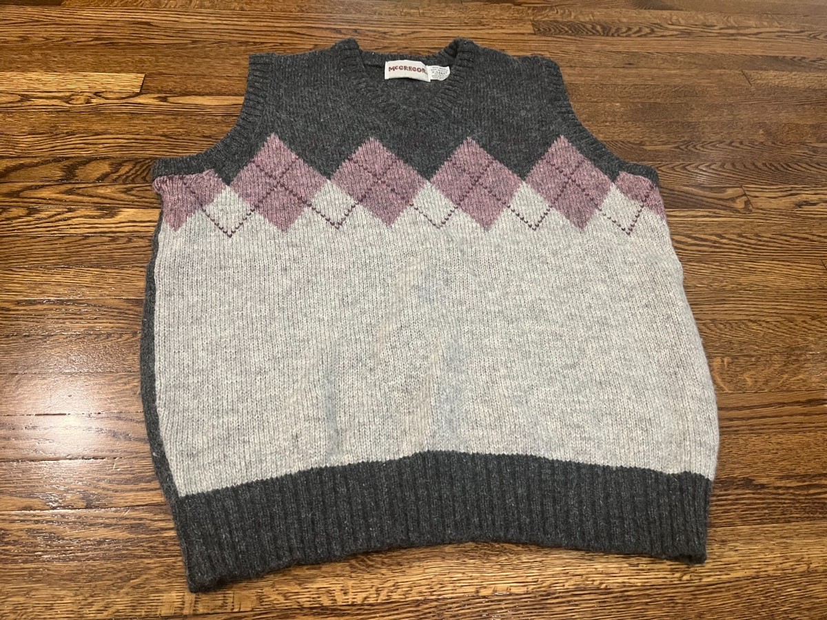 McGregor Sweater Vest XL Gray 80s Wool Blend Knit Golf Tennis