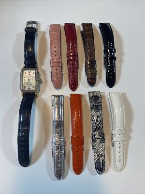Michele Diamond Deco .57 Ct 100 Diamonds Leather Gator Bands  display picture 3