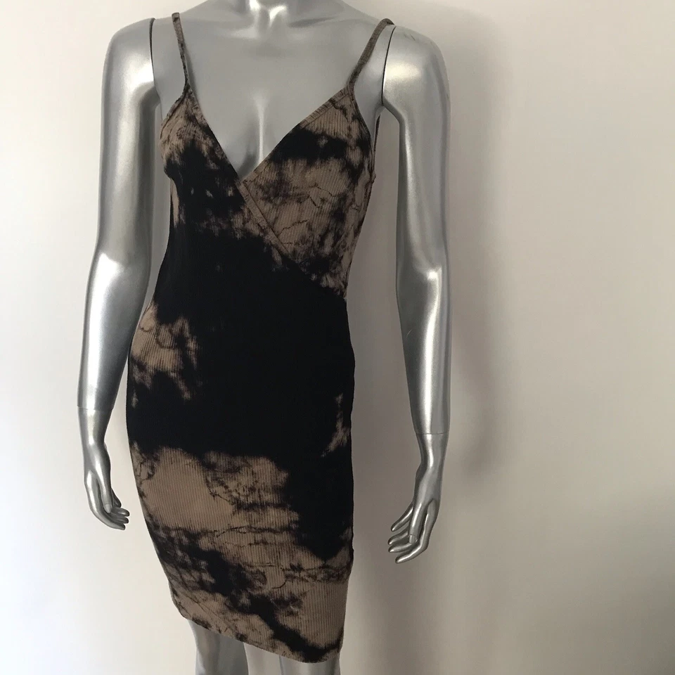 Vestido ceñido al cuerpo Y2K 00s T-Fiesta para mujer pequeño acanalado Rave Indie Grunge Boho EE. UU. Foto 4 de 4