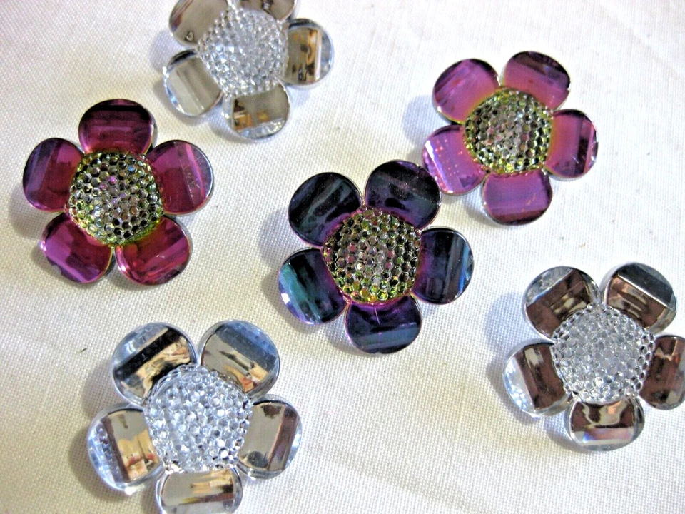 5 Mantelknöpfe Jacken-Knöpfe Blumen Blüten verschiedene Farben, 40 mm K15.1E - Bild 3 von 3