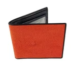 STINGRAY SKIN LEATHER BIFOLD MEN WALLET ORANGE COLOR OUTSIDE BLACK INSIDE