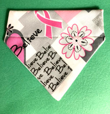 Over Collar Slide On Pet Dog Cat Bandana  BREAST CANCER PINK RIBBON 