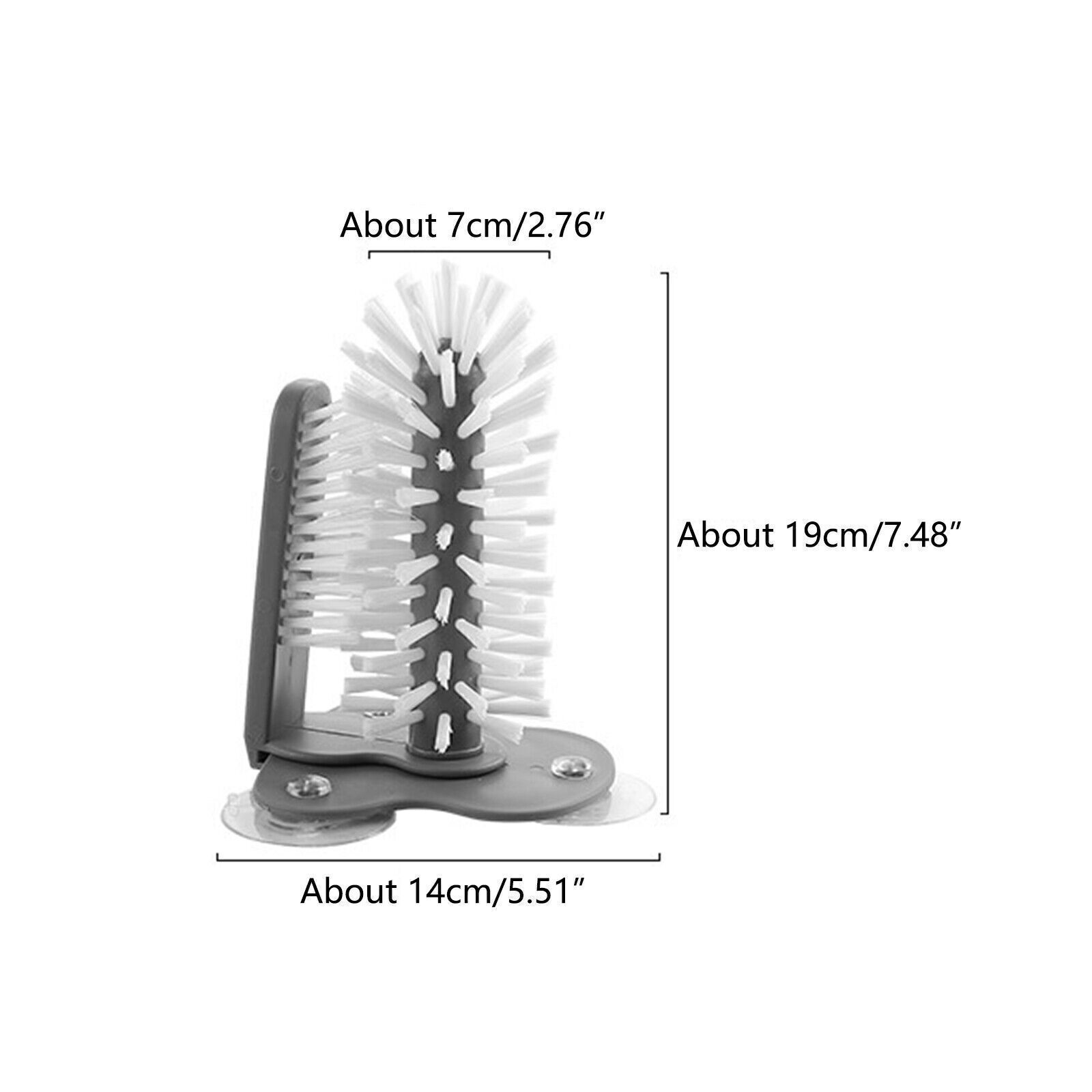 Bottle Glass Washer Brush Kitchen Sink Suction Cup Base with Double