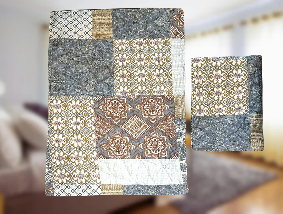 Funda de almohada Fresh Home, juego a juego, tamaño estándar, diseño de retazos, acolchada 20x26 Foto 2 de 3