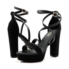 Glaze Women's Platform Sandals Ankle Strap 5 Inch Block Heel